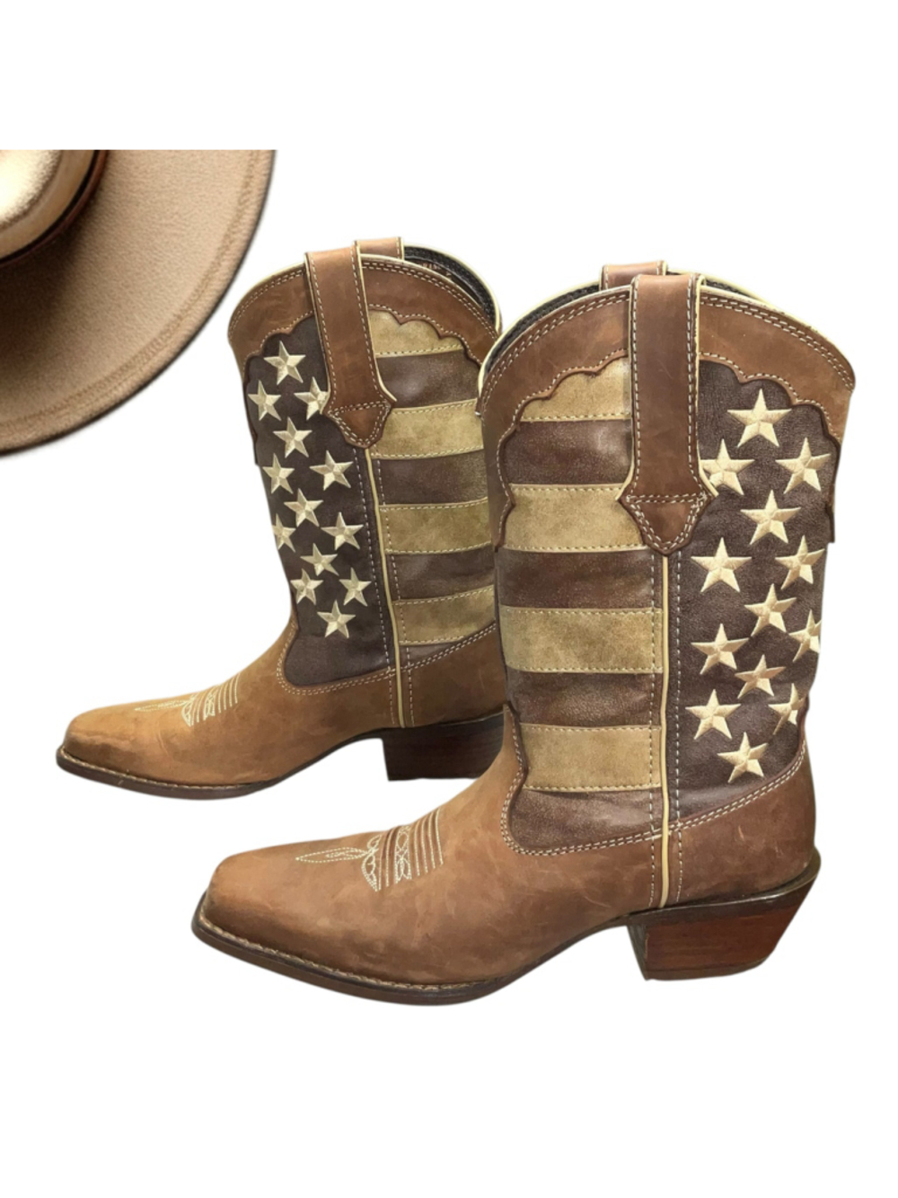 Women's Brown Americana Flag Cowboy Boots